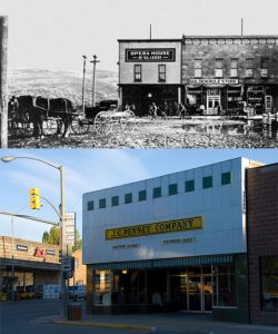 In 1902, J.C. Penney was one-third owner of a new dry goods store (upper photo) in Kemmerer, Wy., then a boom town tied to coal mining. The store is still in operation today (lower photo) as the J.C. Penney “Mother Store.” Photos courtesy Kemmerer Chamber of Commerce.