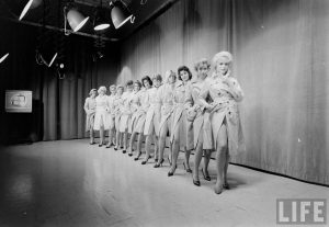 Miss Mizzou contestants line up on the Jesse Hall stage. Courtesy the Historical Archives of Time-Life.