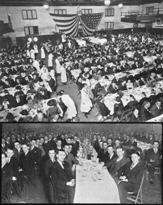 The 1921 Farmers’ Week Banquet was held in Rothwell Gymnasium. Speakers included Iowa Governor W.L. Harding, MU Chancellor A. Ross Hill and Hiram Lloyd, lieutenant governor of Missouri. Courtesy the Savitar.