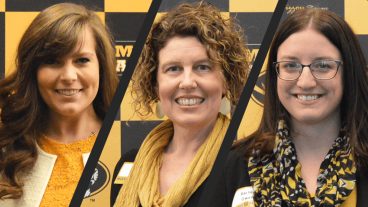 Three CAFNR students were named to the Mizzou '39 and Mizzou 18 awards. From left to right they are: Brooke Novinger, Rebecca Mott and Rachel Owen. Photo courtesy of the Mizzou Alumni Association.