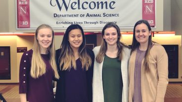 From left to right: Sara Gholson, Anne Dolan, Jessica Klasing and Christina Scherer at the regional Animal Science Academic Quadrathlon.