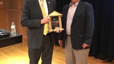 Blake Hurst, right, with CAFNR Dean Christopher Daubert, left, during Blake's visit to campus as the Executive-in-Residence.