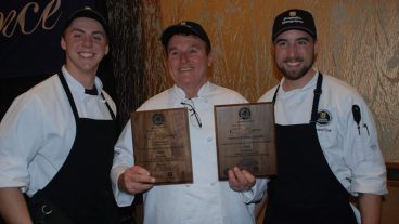 Andrew Scheiderer, Instructor Keene and Keric Crow at the Taste of Elegance Competition in Columbia, Missouri, after placing third overall and winning People's Choice. Photo courtesy of Keene.