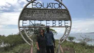 In addition to the fulfillment of work in international research and development, CAFNR International Programs Director Kerry Clark said international travel allows MU faculty to see interesting places. With four free hours after a training in Uganda, Clark and Ghanaian trainer Jeffrey Appiagyei were able to visit the equator line in the middle of Lake Victoria. Photo courtesy Kerry Clark.