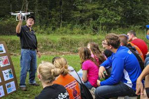 Kent Shannon shares information about agricultural technology with viewers of all ages. Photo taken pre-COVID.
