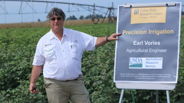 Earl Vories, an agricultural engineer with USDA-ARS, has been studying irrigation on the variable soils at the Fisher Delta Research Center, with a focus during the past five years on variable rate irrigation in cotton fields.