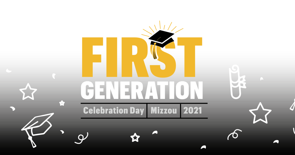 black and white first generation college student celebration graphic