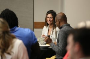 The dining workshop featured a four-course meal for those in attendance, as the event included students, hospitality management faculty and event sponsors. Gina Vekkos, a senior studying hospitality management, was one of numerous students in attendance.