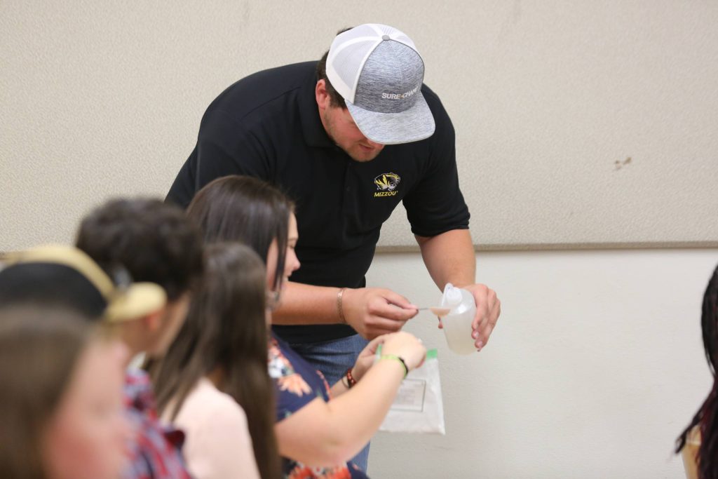 Along with the learning opportunities, agricultural education majors showed the hands-on section of the AEOTM curriculum.