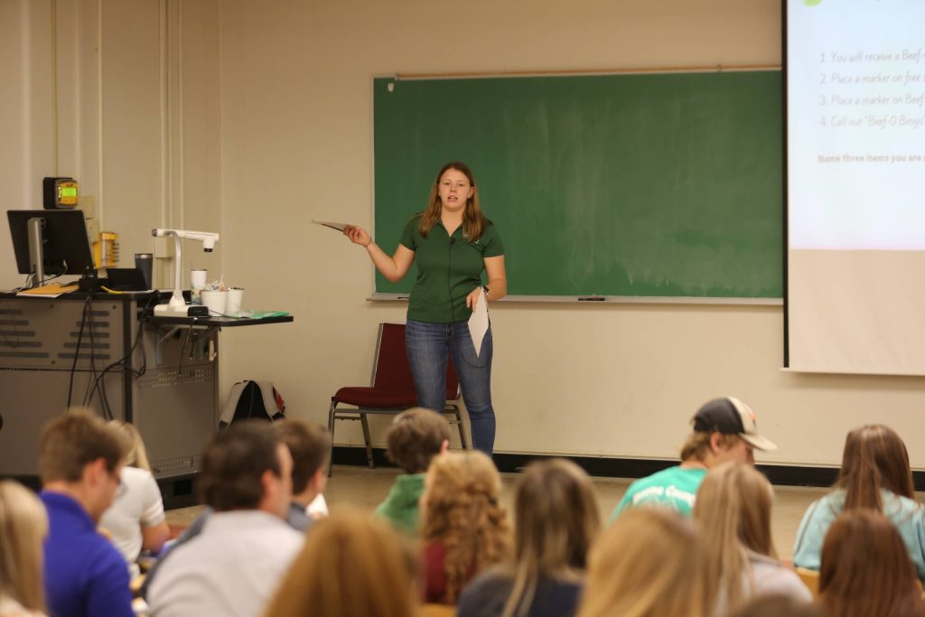 The Topics in Agricultural Education and Leadership course (AG_ED_LD 4001), taught by John Tummons, an associate teaching professor in the Division of Applied Social Sciences, teaches students about a variety of specialized topics related to agricultural education. Students have the opportunity to educate Missouri high school students as well, through the Agriculture Education on the Move program.