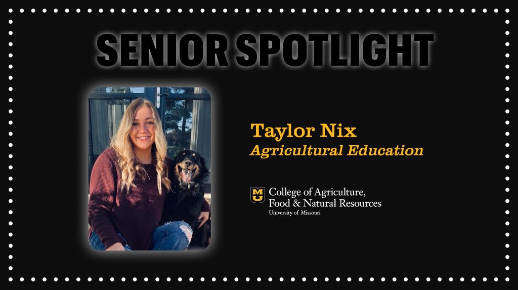 Senior spotlight graphic featuring student with long blonde hair.