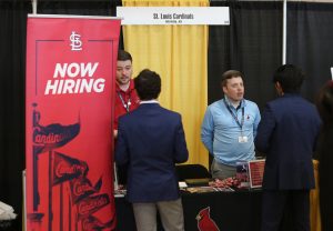 Dean and Stone recently returned to the Mizzou campus for the spring career fair, hosted by CAFNR and the College of Arts and Science. They interacted with numerous students about internship and job opportunities within the Cardinals organization.