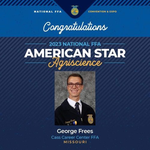 Graphic with a picture of George Frees and award information. 