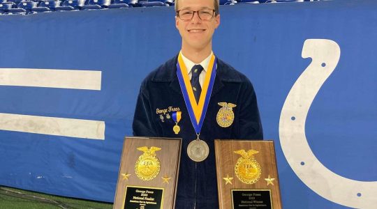 George Frees, senior biochemistry and plant sciences major, receives National FFA American Star in Agriscience Award (click to read)