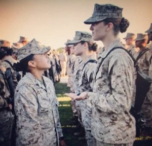 Kenzi Schultz, right, enlisted in the Marines during her junior year of high school.