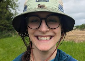 Leah Gastonguay with a cicada on her hat.