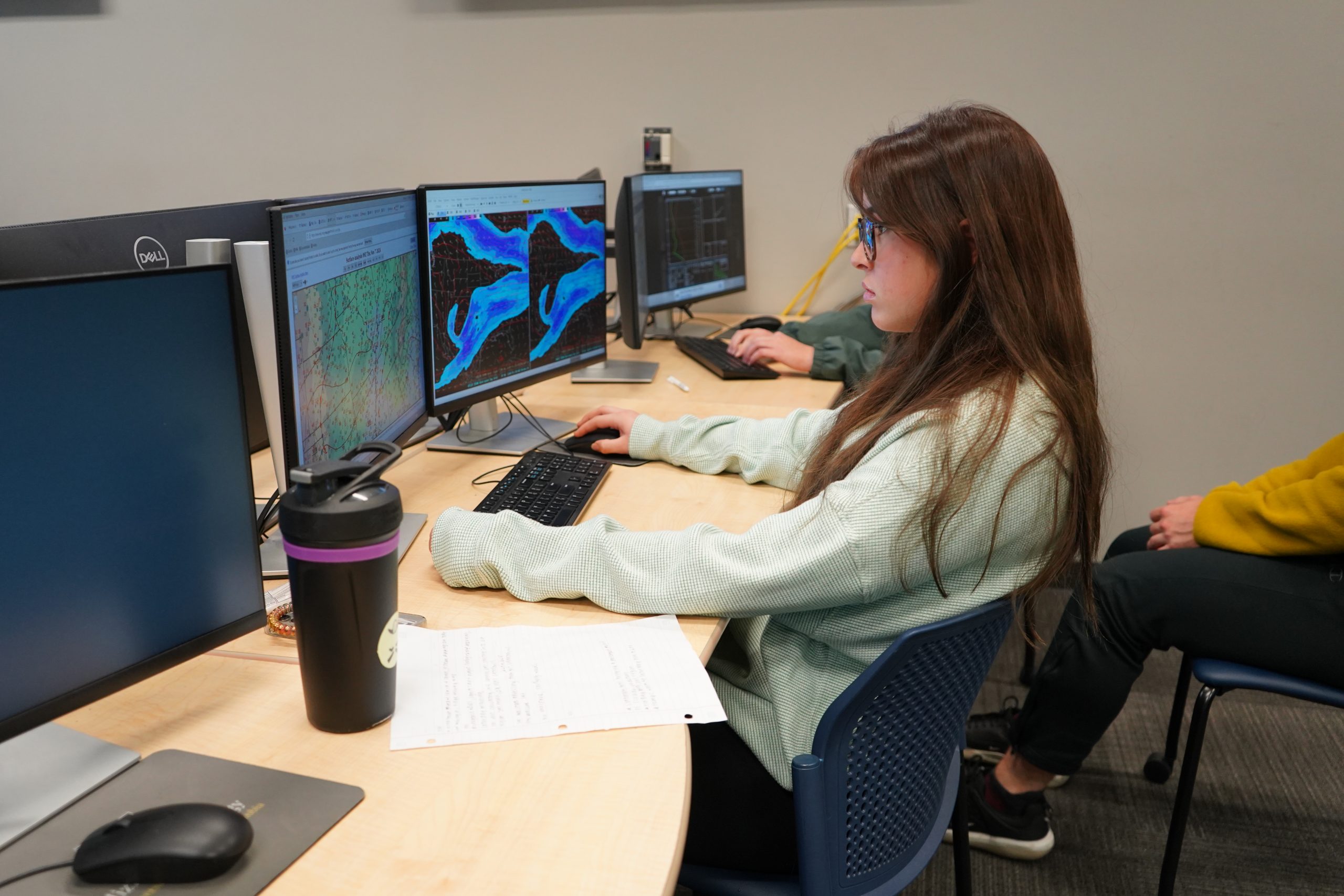 A student works in a computer lab.