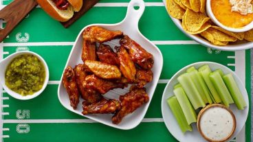 Super Bowl food lay out.