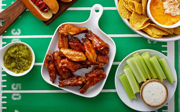 Super Bowl food lay out. 