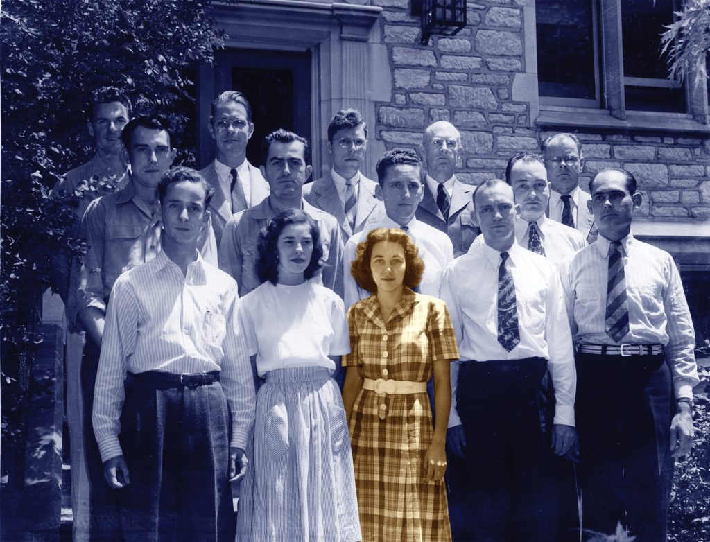 An old photo featuring a large group of students. 