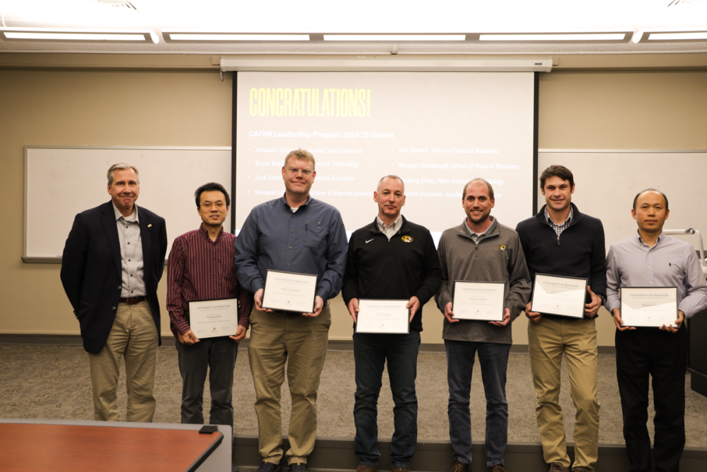 Members of the CAFNR Leadership Program 2024-25 Cohort pose with their certificates.