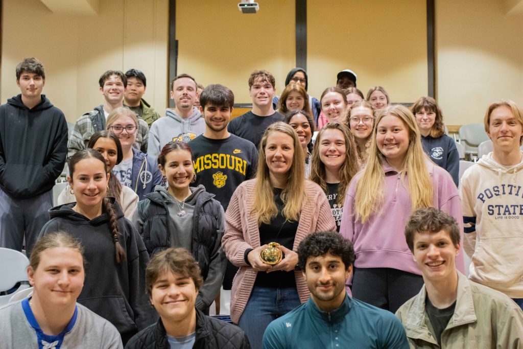 Stephanie Gates with her biochemistry students.