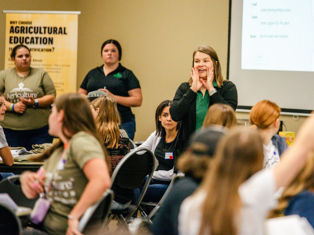 Person talking to class.