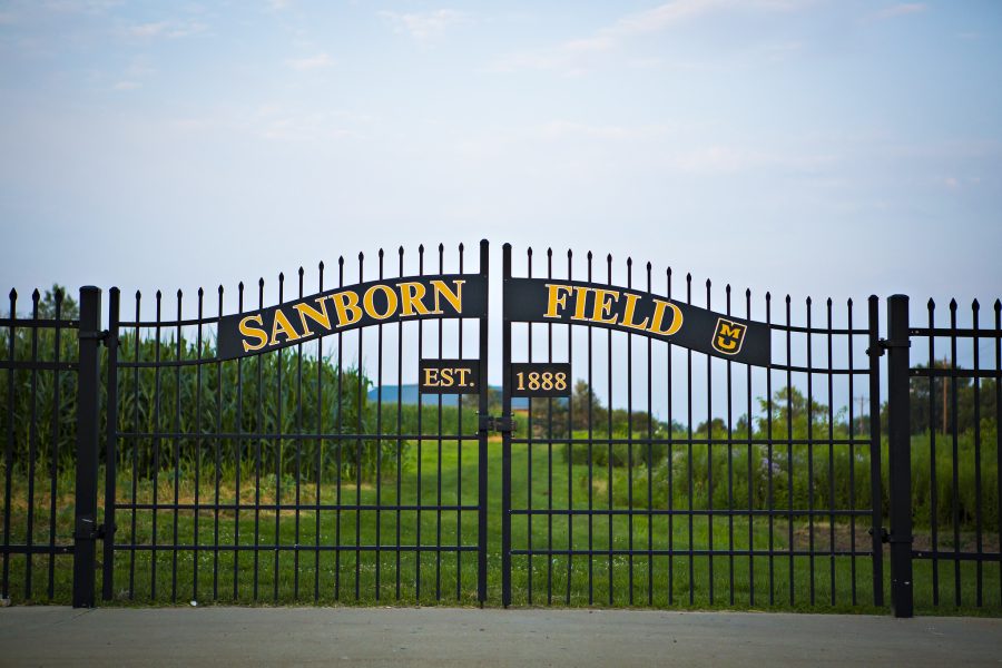 The black metal gates to Sanborn Field.