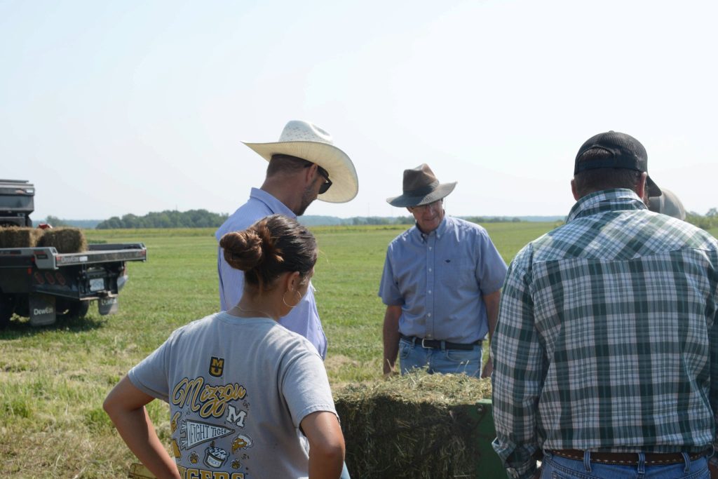 Chloe Stenger and coworkers in the field at Mizzou's SW-REEC.