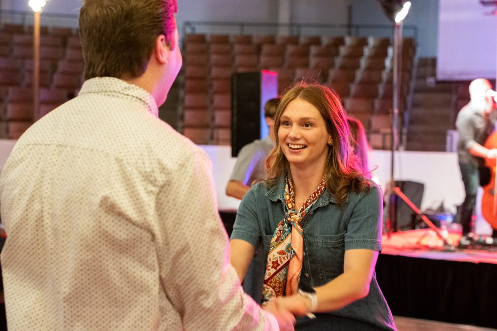 Braden Havlik and Katy Parcell dance together during Barnwarmin'.