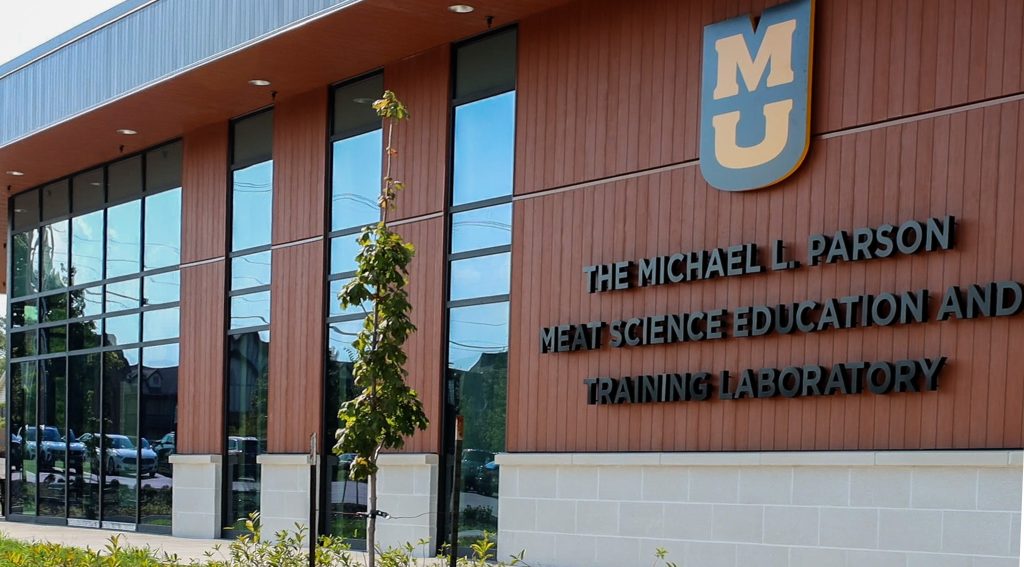 The exterior of the finished Michael L. Parson Meat Science Education and Training Laboratory.